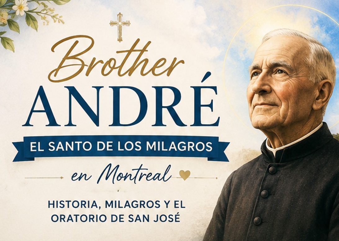 Brother André frente al Oratorio de San José en Montreal Canadá