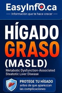 Ilustración médica de un hígado sano y un hígado con acumulación de grasa, representando la enfermedad por hígado graso asociada a disfunción metabólica (MASLD).